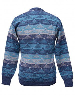 Men pure wool sweater designer blue